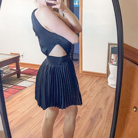 Ramy Brook Yoshi Mini Dress Cut Out Pleated Black S - Picture 2 of 9